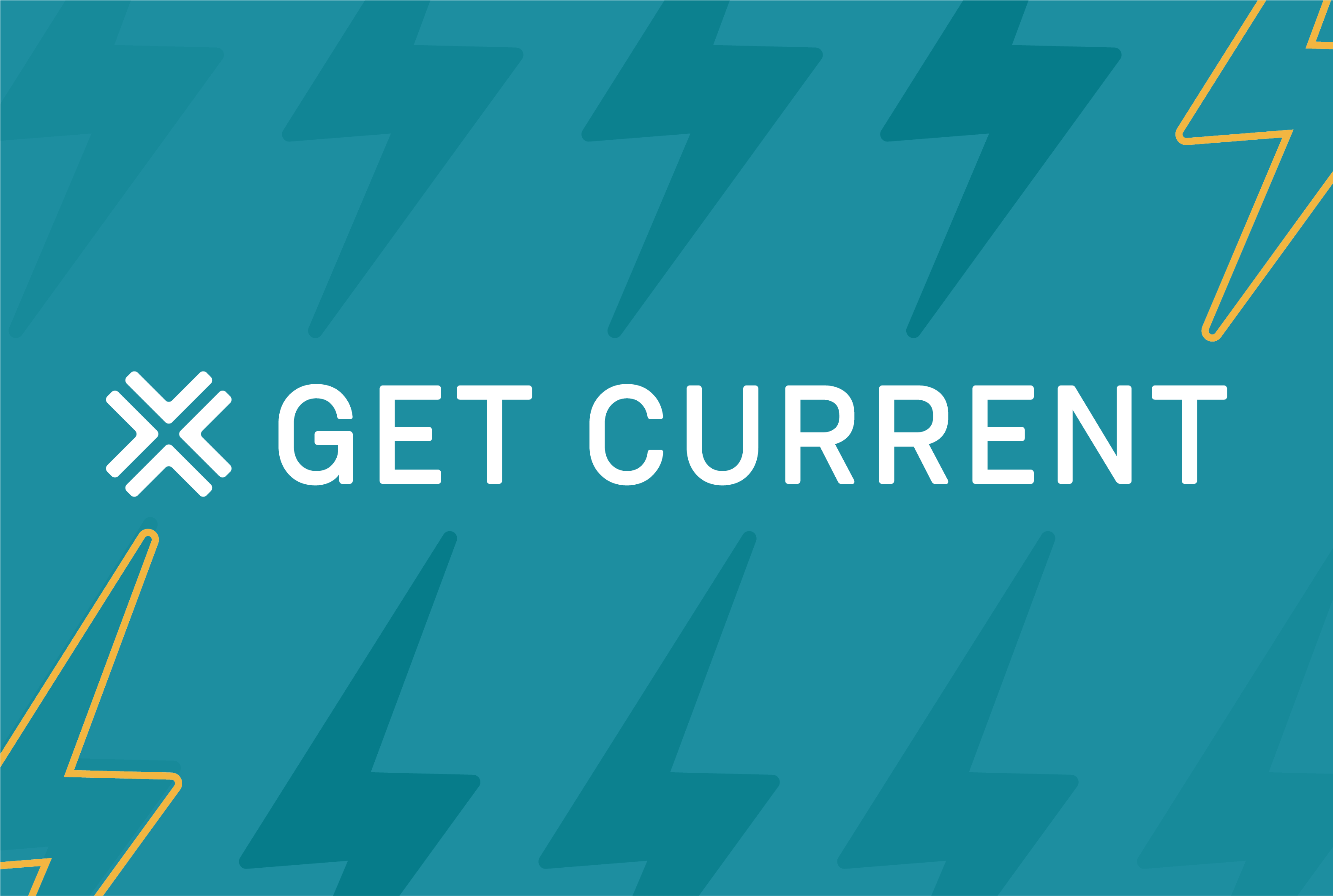 Masthead that says Get Current and has a yellow lightning bolt through it.