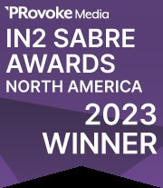 Logotipo de los ganadores de PRovoke Innovation Sabre North America 2023.